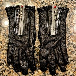Womens Vintage Black Harley-Davidson Leather Gloves